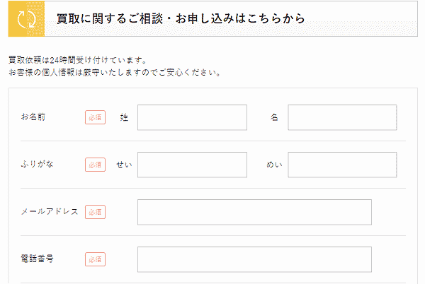 買取の流れメールを送信する