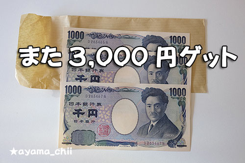 日本インフォーメーション謝礼現金三千円