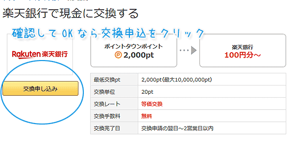 楽天銀行に現金を交換する