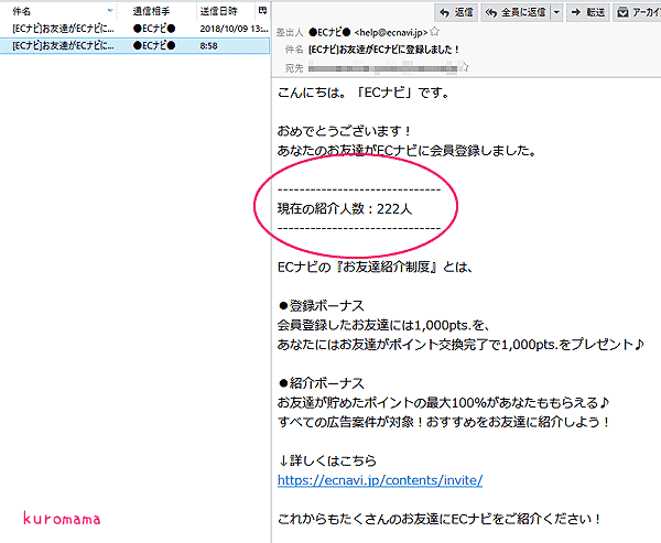 ECナビお友達がECナビに登録しました！