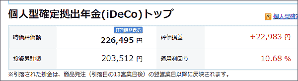 1月27日の拠出年金の損益